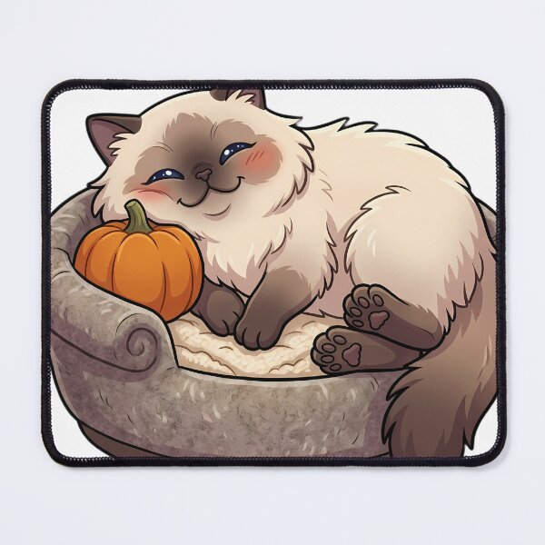 Item preview, Cozy Fluffy Himalayan Cat Curled Up Asleep in a Round Felted Wool Bed designed and sold by pumsquare.