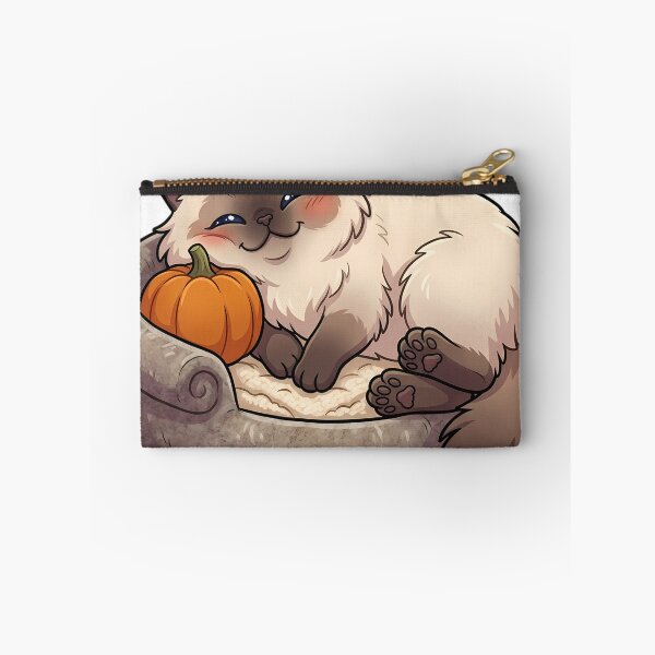Item preview, Cozy Fluffy Himalayan Cat Curled Up Asleep in a Round Felted Wool Bed designed and sold by pumsquare.