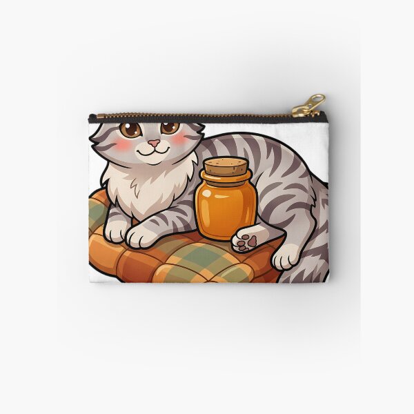 Item preview, Cozy Fluffy American Curl Cat Resting on Its Side on a Quilted Plaid Blanket designed and sold by pumsquare.