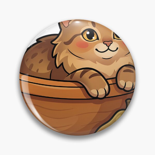 Item preview, Cozy Fluffy Chausie Cat Sitting in a Wooden Dough Bowl designed and sold by pumsquare.