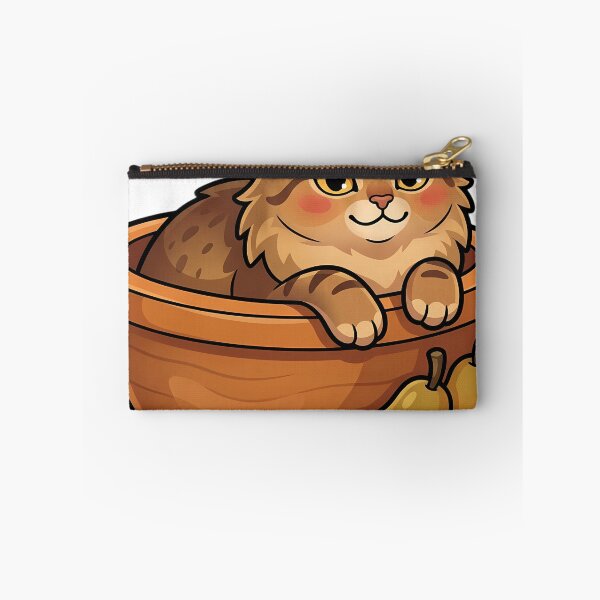 Item preview, Cozy Fluffy Chausie Cat Sitting in a Wooden Dough Bowl designed and sold by pumsquare.