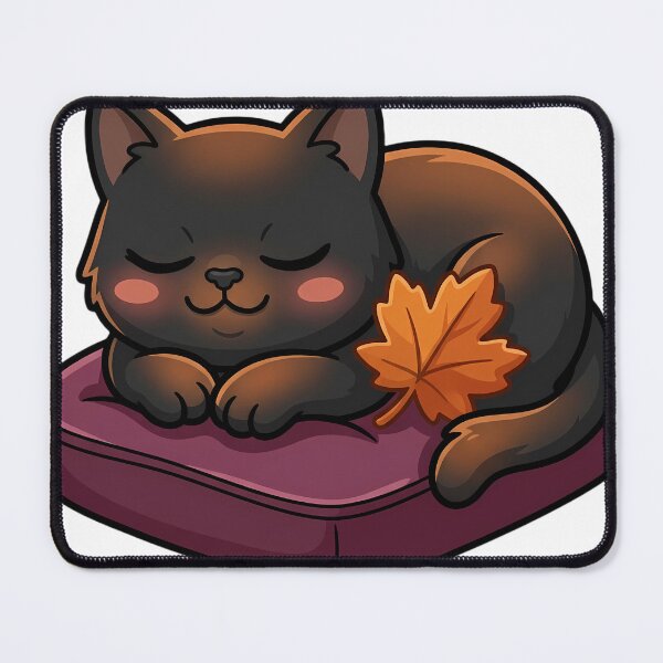 Item preview, Cozy Fluffy Bombay Cat Curled Up Asleep on a Plum Velvet Cushion designed and sold by pumsquare.