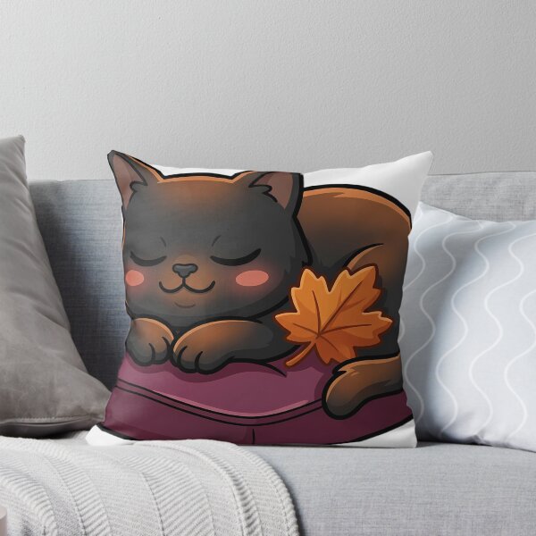 Item preview, Cozy Fluffy Bombay Cat Curled Up Asleep on a Plum Velvet Cushion designed and sold by pumsquare.