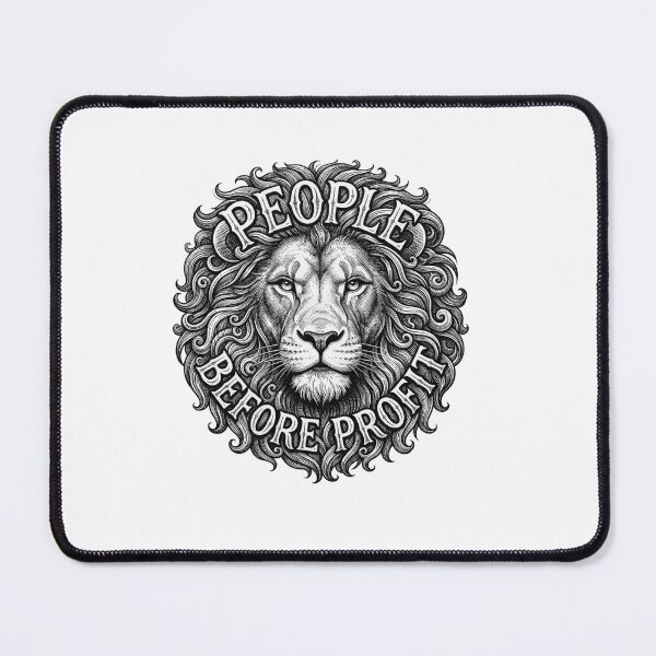 Item preview, People Before Profit Lion Vintage Engraving Quote designed and sold by Owcomm.