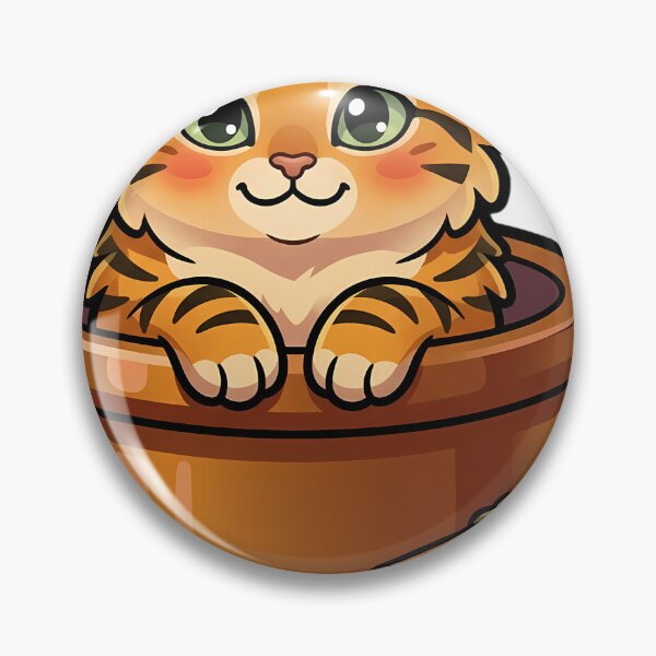 Item preview, Cozy Fluffy Toyger Cat Sitting in a Copper Preserving Pot designed and sold by pumsquare.