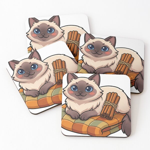 Item preview, Cozy Fluffy Thai Cat Resting Its Chin on a Quilted Plaid Blanket designed and sold by pumsquare.