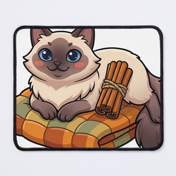 Item preview, Cozy Fluffy Thai Cat Resting Its Chin on a Quilted Plaid Blanket designed and sold by pumsquare.