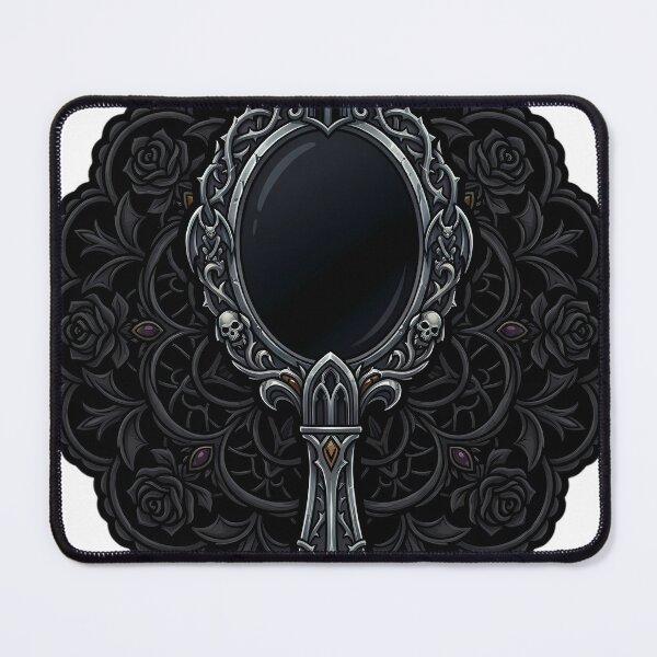 Item preview, Black Lace Occult Objet — Ornate Hand Mirror in a Lace Medallion designed and sold by IllumeInk.