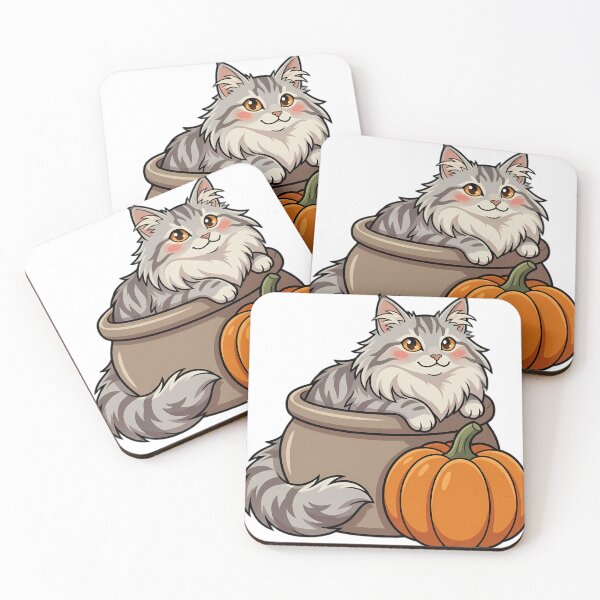 Item preview, Cozy Fluffy Norwegian Forest Cat Sitting in a Stoneware Crock designed and sold by pumsquare.