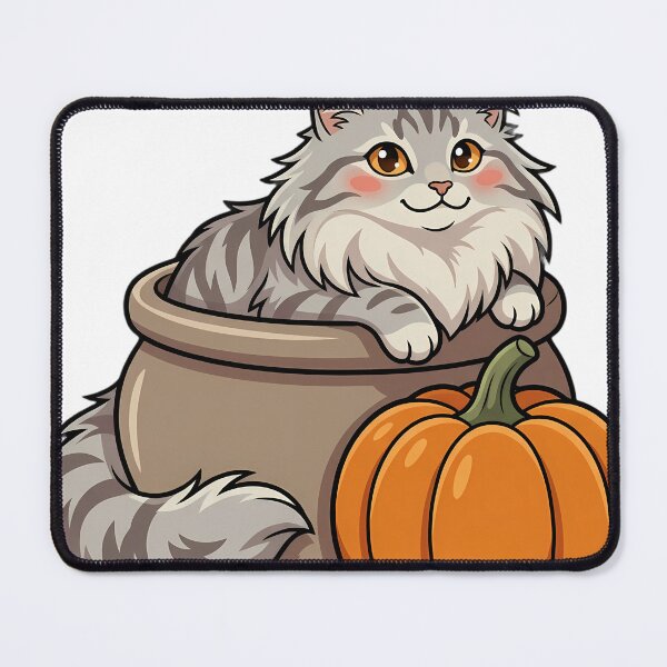 Item preview, Cozy Fluffy Norwegian Forest Cat Sitting in a Stoneware Crock designed and sold by pumsquare.