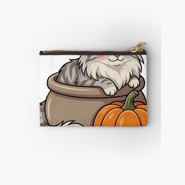Item preview, Cozy Fluffy Norwegian Forest Cat Sitting in a Stoneware Crock designed and sold by pumsquare.
