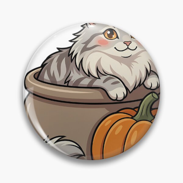 Item preview, Cozy Fluffy Norwegian Forest Cat Sitting in a Stoneware Crock designed and sold by pumsquare.