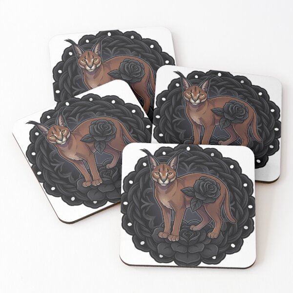 Item preview, Black Lace Occult Familiar — Caracal with a Lace Token designed and sold by IllumeInk.