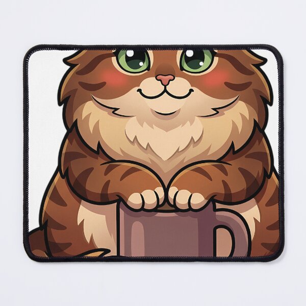 Item preview, Cozy Fluffy Siberian Cat Resting Its Paws on a Chunky Cocoa Mug designed and sold by pumsquare.