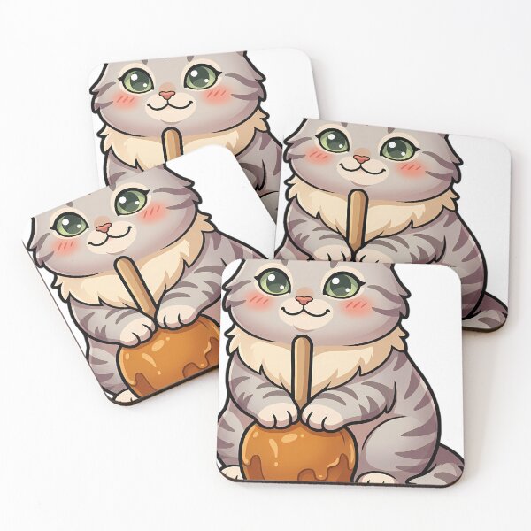 Item preview, Cozy Fluffy Munchkin Cat Resting Its Paws on a Caramel Apple designed and sold by pumsquare.