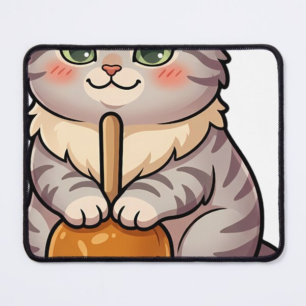 Item preview, Cozy Fluffy Munchkin Cat Resting Its Paws on a Caramel Apple designed and sold by pumsquare.