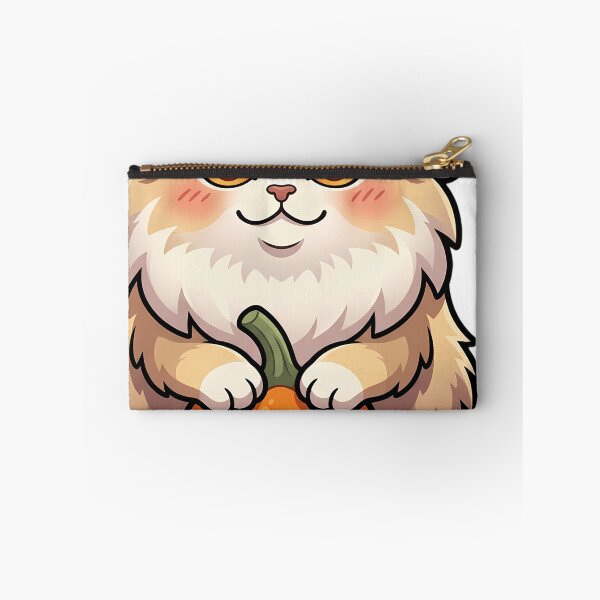 Item preview, Cozy Fluffy Napoleon Minuet Cat Resting Its Paws on a Small Autumn Pumpkin designed and sold by pumsquare.