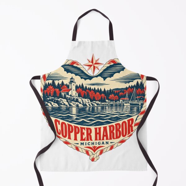 Item preview, Copper Harbor USA Travel Souvenir Nautical Woodcut Heart designed and sold by VisualArtsOasis.