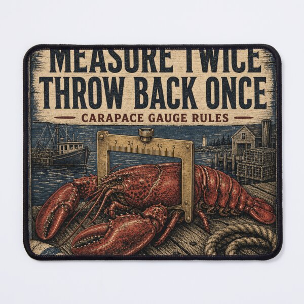 Item preview, Measure Twice Throw Back Once Lobster Gauge Vintage Emblem designed and sold by BoosterShop.