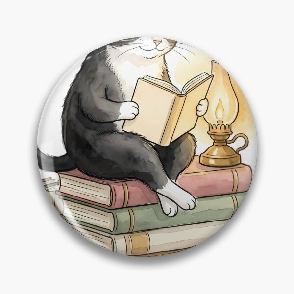 Item preview, Tuxedo Cat Reading Books by Lamplight designed and sold by alvixVerse Merch.