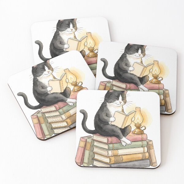 Item preview, Tuxedo Cat Reading Books by Lamplight designed and sold by alvixVerse Merch.