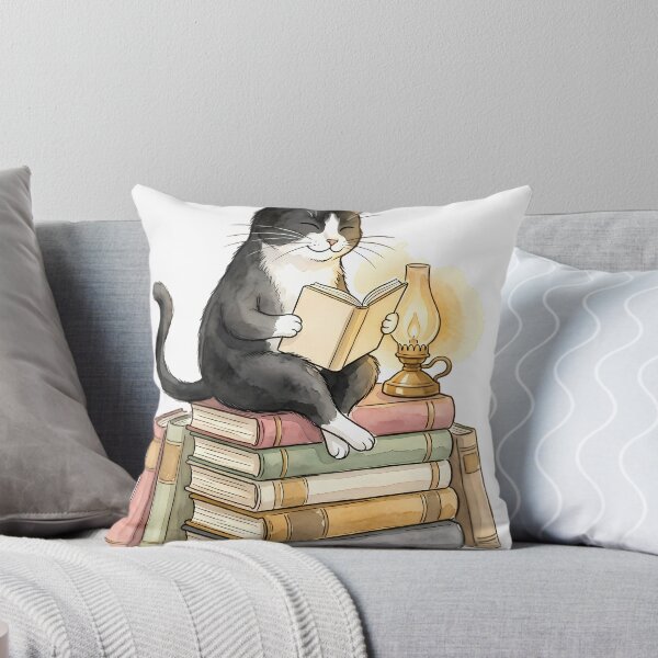 Item preview, Tuxedo Cat Reading Books by Lamplight designed and sold by alvixVerse Merch.