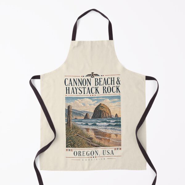 Item preview, Cannon Beach & Haystack Rock, Oregon, USA [Vintage Illustration] designed and sold by elektronen.