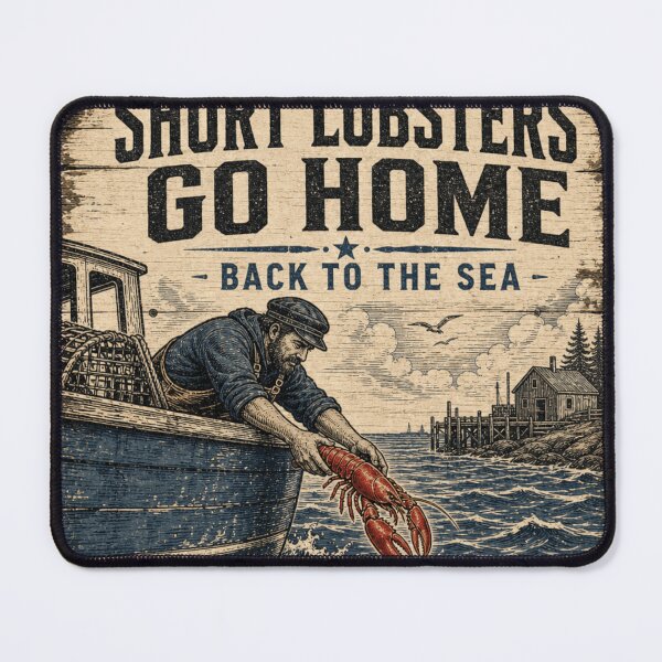 Item preview, Short Lobsters Go Home Release Lobster Back to the Sea Emblem designed and sold by BoosterShop.