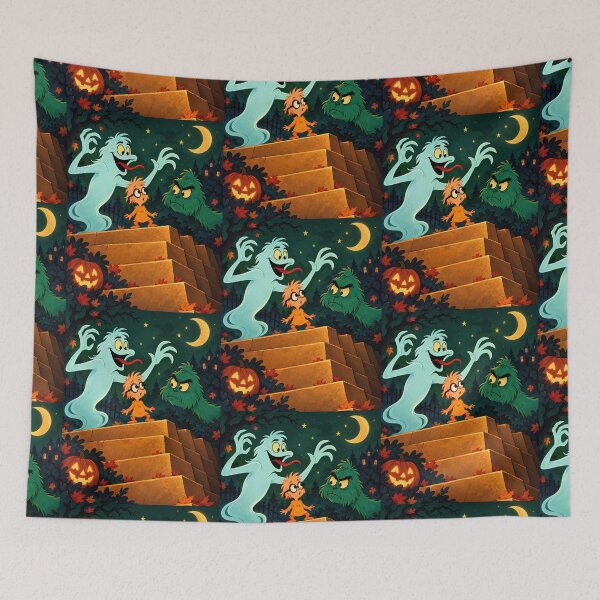 Item preview, Grinch is halloween night Cute Green Monster Halloween Night Retro Illustration Halloween is Green Night designed and sold by AnnaAndVibes.