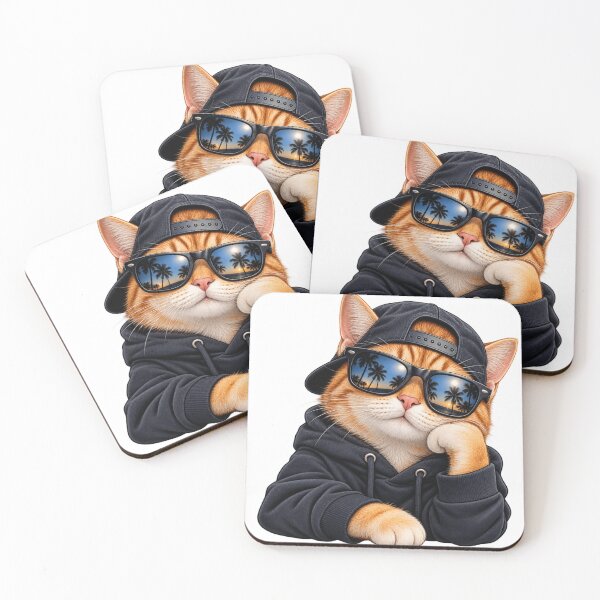 Item preview, Cool Orange Cat in Sunglasses – Streetwear Cat designed and sold by ADBIB Design.
