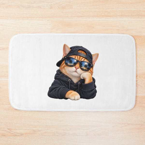 Item preview, Cool Orange Cat in Sunglasses – Streetwear Cat designed and sold by  ADBIB Design.