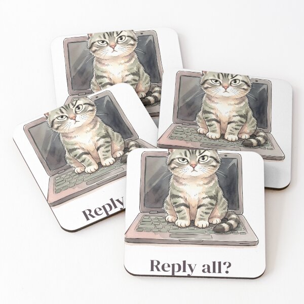 Item preview, Reply All Absolutely Not Funny Office Cat designed and sold by alvixVerse Merch.