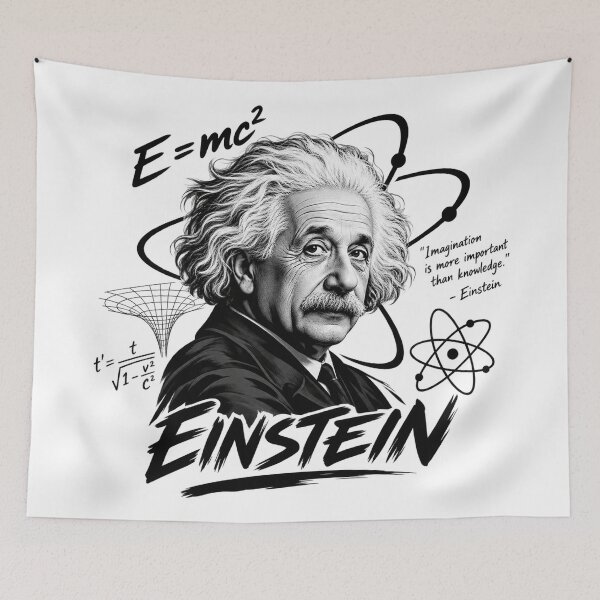 Item preview, Albert Einstein Portrait Black And White Illustration designed and sold by Owcomm.