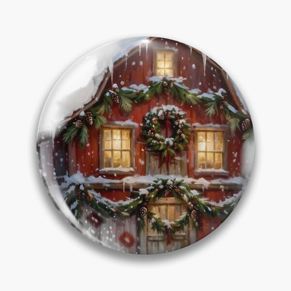 Item preview, Christmas Barn with Garlands - Cozy Winter Holiday Tee designed and sold by KERK Art and Design.