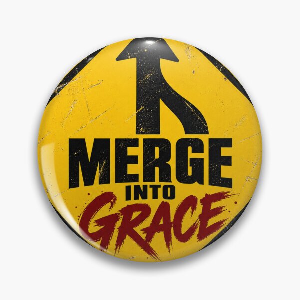 Item preview, Merge Into Grace – Vintage Yellow Merge Sign Christian Design designed and sold by Ever-and-Amen.