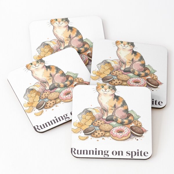 Item preview, Running on Spite and Snacks Funny Calico Cat designed and sold by alvixVerse Merch.