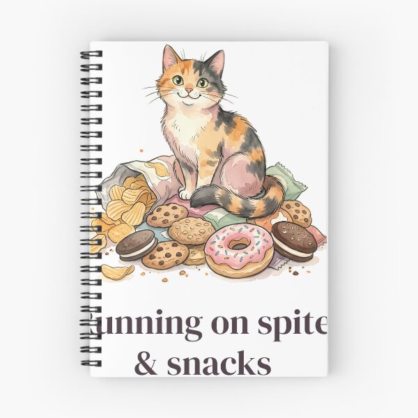 Item preview, Running on Spite and Snacks Funny Calico Cat designed and sold by alvixVerse Merch.