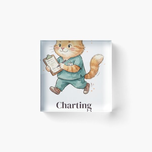 Item preview, Charting Is My Cardio Funny Nurse Cat designed and sold by alvixVerse Merch.