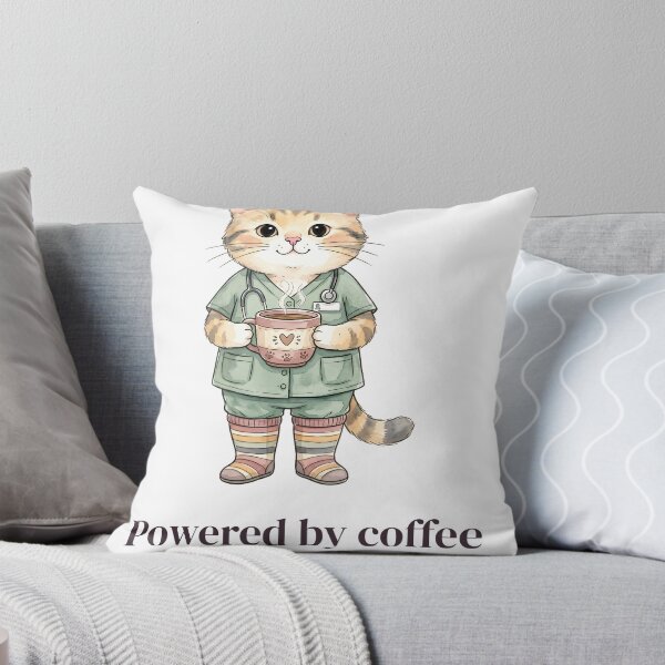 Item preview, Powered by Coffee and Compression Socks Nurse Cat designed and sold by alvixVerse Merch.