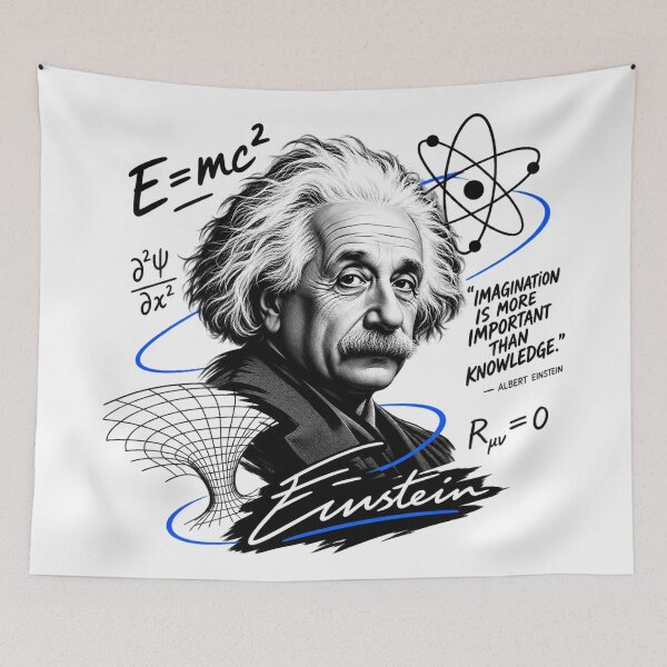 Item preview, Albert Einstein Portrait With Blue Swirls designed and sold by Owcomm.