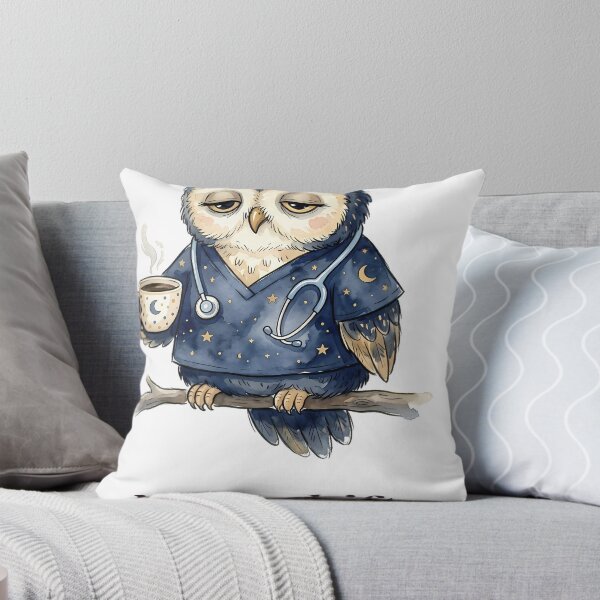 Item preview, Night Shift Survivor Sleepy Owl Nurse designed and sold by alvixVerse Merch.