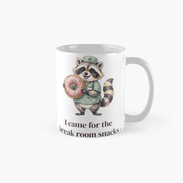 Item preview, I Came for the Break Room Snacks Raccoon Nurse designed and sold by alvixVerse Merch.
