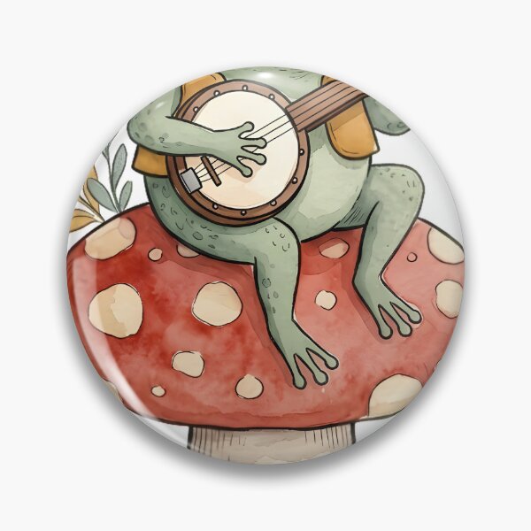 Item preview, Frog Playing Banjo on a Mushroom Cottagecore designed and sold by alvixVerse Merch.