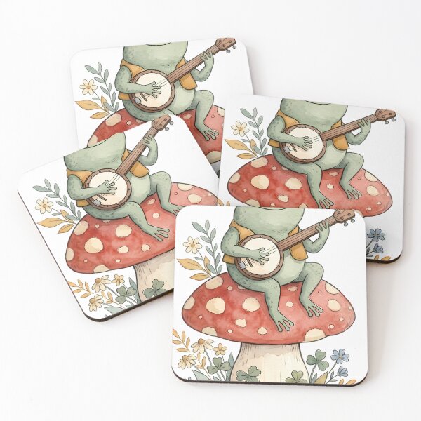 Item preview, Frog Playing Banjo on a Mushroom Cottagecore designed and sold by alvixVerse Merch.
