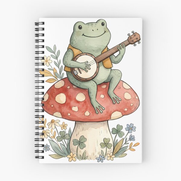 Item preview, Frog Playing Banjo on a Mushroom Cottagecore designed and sold by alvixVerse Merch.