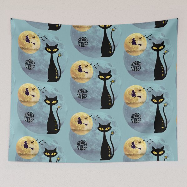 Item preview, Halloween spooky cat vibes - blue fog designed and sold by 247DesignStudio.