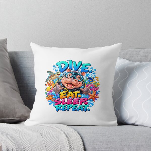Item preview, Scuba Diver Hippo Dive Eat Sleep Repeat Funny Diving  designed and sold by Thanineemedia.