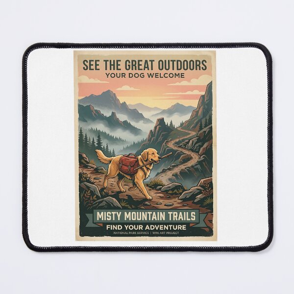 Item preview, Golden Retriever Hiking designed and sold by PictoVibe.