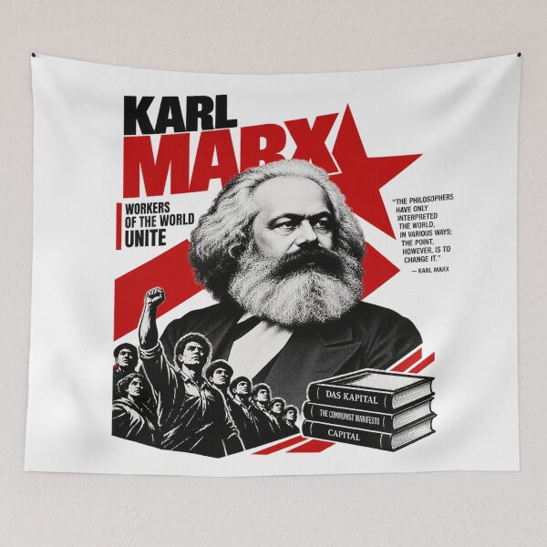 Item preview, Karl Marx Communist Manifesto Historical Quote Portrait designed and sold by Owcomm.