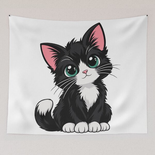 Item preview, Cute Black and White Kitten Illustration designed and sold by Owcomm.
